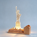 Custom Statue of Liberty Wooden Acrylic Pen Holder Night Light