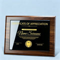 Custom Black-Gold Honor Plaque With Walnut Wood Frame
