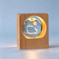 Custom 3D Internal Engraved Crystal Ball Night Light with Solid Wood Base