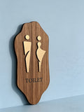 Custom Irregular Solid Wood Restroom Sign